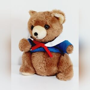 Vintage 1980 Daekor 9.5" Pot Belly Bear Sailor Shirt "Make Waves" Plush Toy